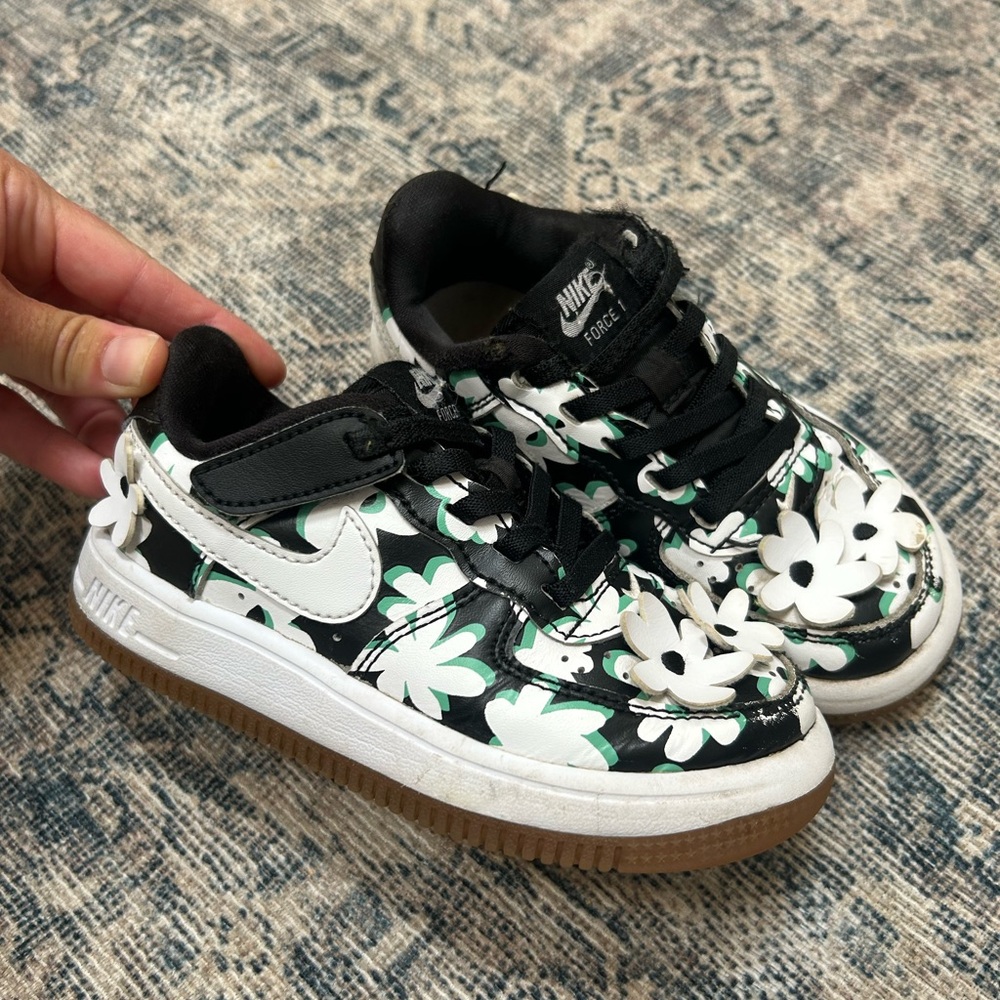 Nike Kids Black and White Floral Sneakers